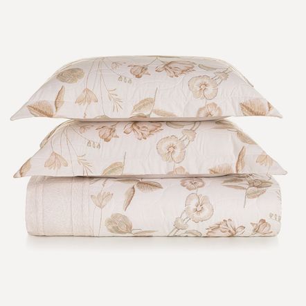 Colcha King com 2 Porta Travesseiros 200 Fios 100% Algodão Mariê