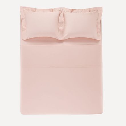 Jogo de Cama Solteiro Karsten 270 Fios Cetim 100% Algodão Domos Rosa