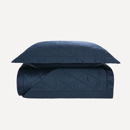 Cobre Leito Solteiro Karsten 270 Fios Cetim 100% Algodão Domos Marinho