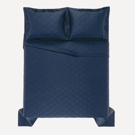 Cobre Leito Solteiro Karsten 270 Fios Cetim 100% Algodão Domos Marinho