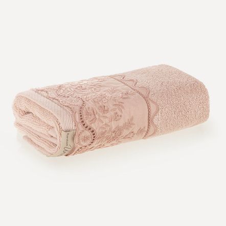 Toalha de Lavabo/Visita Fio Penteado 100% Algodão Antônia Aura/Rosé