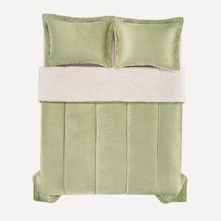 Edredom de Microfibra Queen Karsten com Porta Travesseiro Sonata Oliva