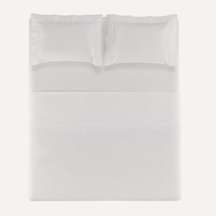 Jogo de Cama Queen com Capa de Almofada 200 Fios 100% Algodão Antônia Branco