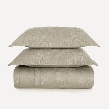 Colcha King com 2 Porta Travesseiros 300 Fios 100% Algodão Lins