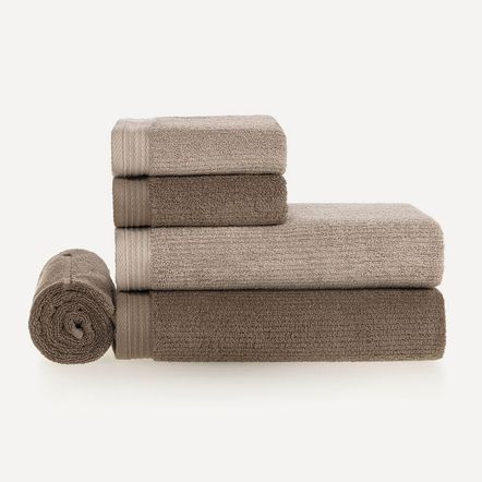 Jogo de Banho Gigante 5 Peças Fio Penteado 100% Algodão Imperial Lunar/Gris