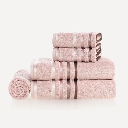 Jogo de Banho 5 Peças Fio Penteado Lumina Rosé/Rosa