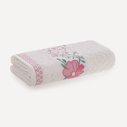 Toalha de Rosto Karsten Yuna Branca/Rosa