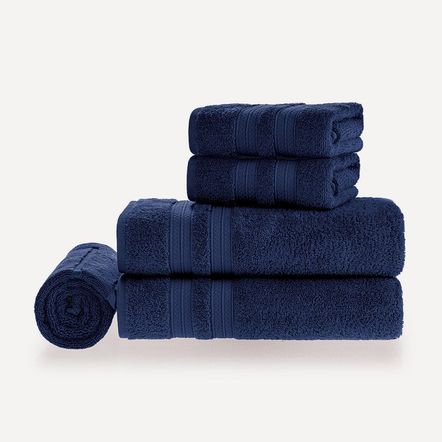 Jogo de Banho Gigante Fio Penteado 100% Algodão Unika Naval