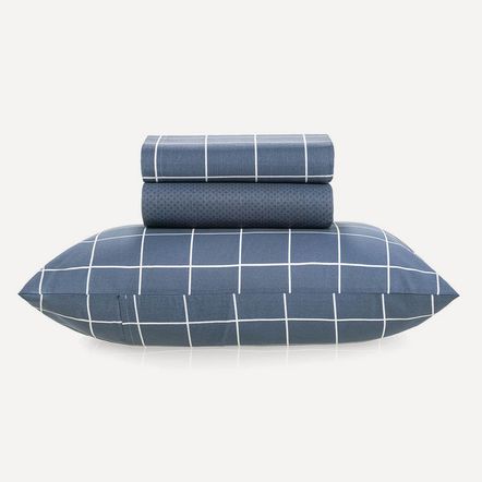 Jogo de Cama Solteiro Karsten 150 Fios Percal 100% Algodão Grid