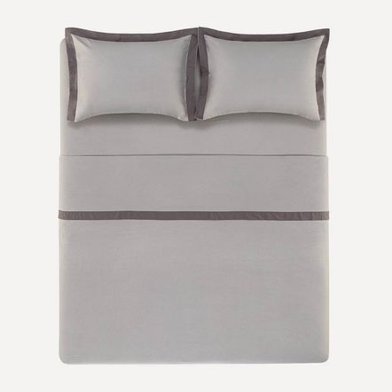 Jogo de Cama King Karsten 180 Fios Percal 100% Algodão Duo Titânio/Grafite