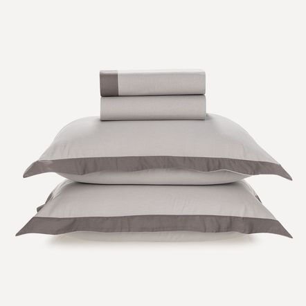 Jogo de Cama Queen Karsten 180 Fios Percal 100% Algodão Duo Titânio/Grafite