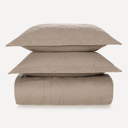 Colcha/Cobre Leito Queen Karsten 180 Fios Percal com 2 Porta Travesseiros 100% Algodão Liss Castor