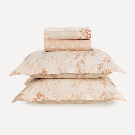 Jogo de Cama Queen Karsten 180 Fios Percal 100% Algodão Coralina