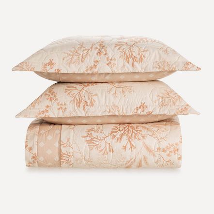 Colcha/Cobre Leito King Karsten com 2 Porta Travesseiros 180 Fios Percal 100% Algodão Coralina