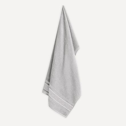 Toalha de Banho Karsten Fio Cardado Abel Cinza Steel/Preto