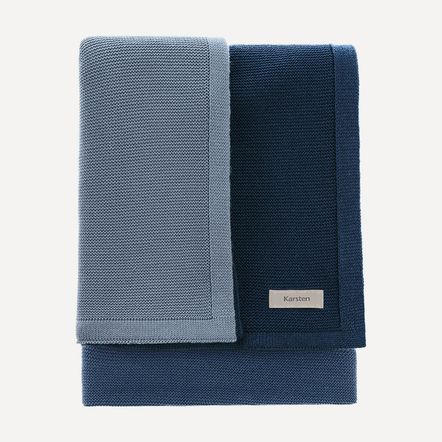 Manta Decorativa  de Tricot George Azul