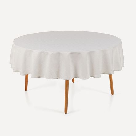 Toalha de Mesa Redonda 6 Lugares Sempre Limpa Caetano Branco
