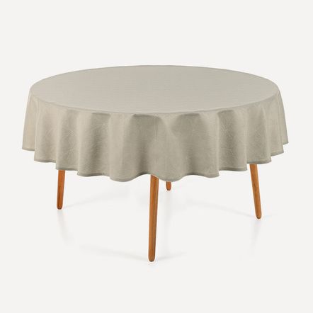 Toalha de Mesa Redonda 6 Lugares Sempre Limpa Caetano Cinza