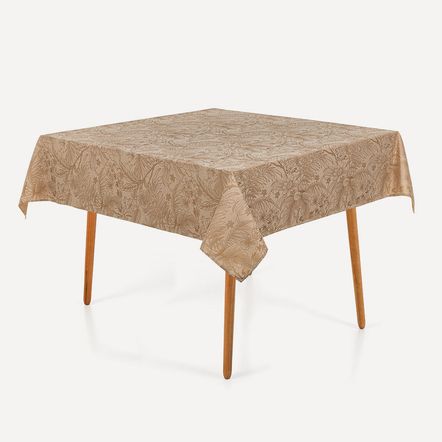 Toalha de Mesa Quadrada 8 Lugares Sempre Limpa Aurora Avelã