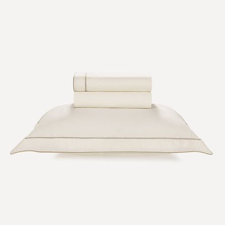 Jogo de Cama Solteiro 200 Fios 100% Algodão Sena Off White/Bege