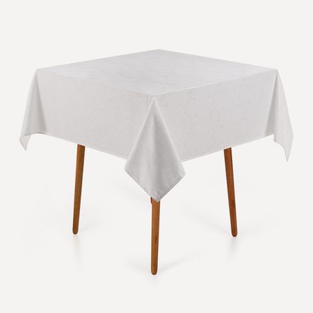 Toalha de Mesa Quadrada 4 Lugares Jacquard Melli Branco