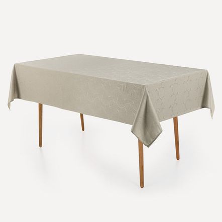 Toalha de Mesa Retangular 8 Lugares Jacquard Melli Cinza