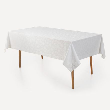 Toalha de Mesa Retangular 6 Lugares Easy Wash Victória Branco