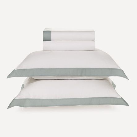 Jogo de Cama Queen 300 Fios 100% Algodão Olívia Branco/Mineral