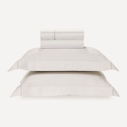 Jogo de Cama Queen 300 Fios 100% Algodão Stela Prata Branco/Prata