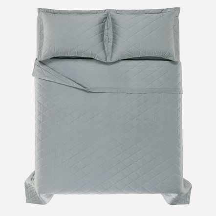 Colcha Casal com 2 Porta Travesseiros Cetim 300 Fios Bossa Mineral