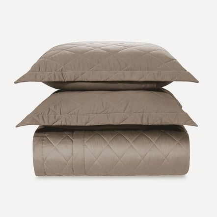 Colcha King com 2 Porta Travesseiros Cetim 300 Fios Bossa Mocca