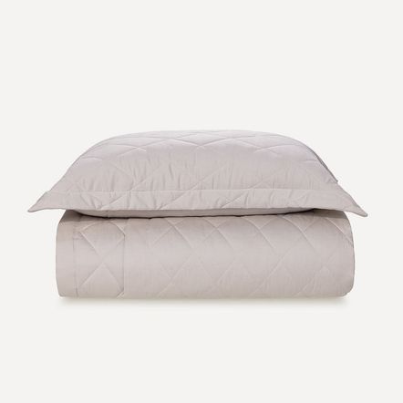 Colcha Solteiro com Porta Travesseiro Cetim 300 Fios Bossa Prata