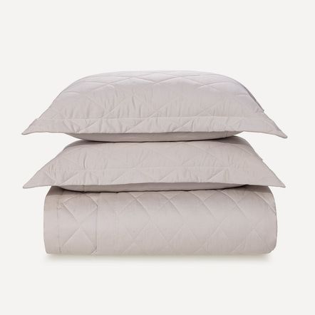 Colcha Queen com 2 Porta Travesseiros Cetim 300 Fios Bossa Prata