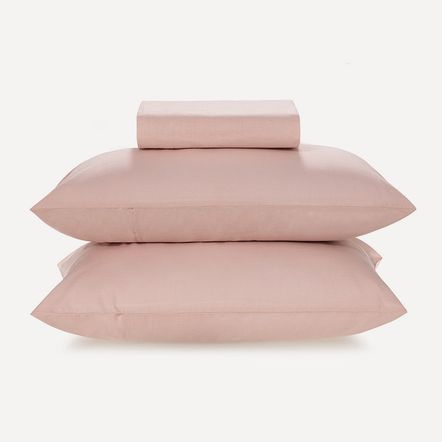 Lençol Queen com Elástico e Fronhas 100% Algodão Matiza Rosa