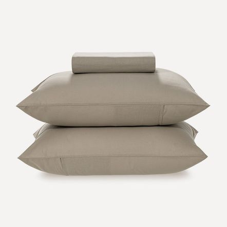 Lençol Queen com Elástico e Fronhas 100% Algodão Matiza Taupe