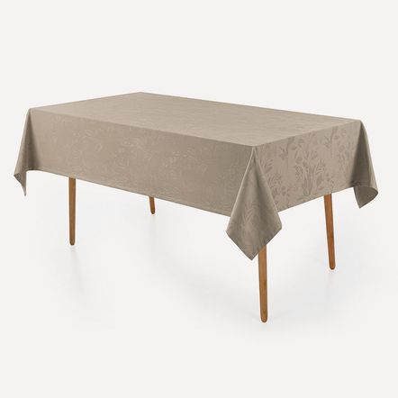 Toalha de Mesa Retangular 12 Lugares Anti Mancha Katherine Taupe