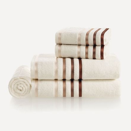 Jogo de Banho Gigante 5 Peças Fio Penteado Lumina Ivory/Ferrugem