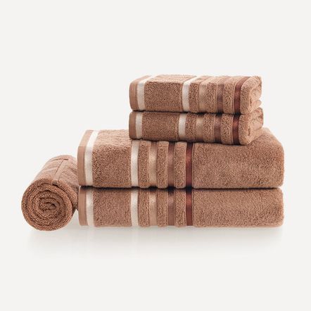 Jogo de Banho Gigante 5 Peças Fio Penteado Lumina Sienna/Ferrugem