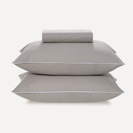 Lençol Casal com Elástico e Fronhas 100% Algodão Ítan Titânio