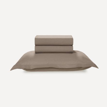 Jogo de Cama Solteiro 200 Fios 100% Algodão Tom Castor