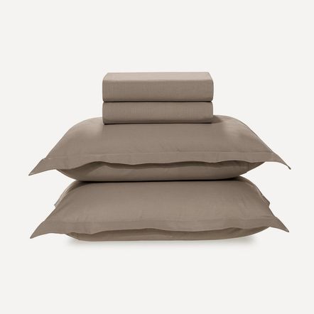 Jogo de Cama Casal 200 Fios 100% Algodão Tom Castor