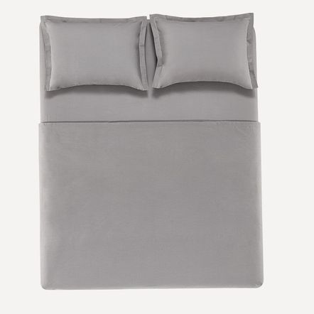 Jogo de Cama Queen 200 Fios 100% Algodão Tom Titânio