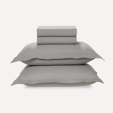 Jogo de Cama King 200 Fios 100% Algodão Tom Titânio