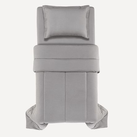 Edredom Solteiro 200 Fios 100% Algodão Tom Titânio