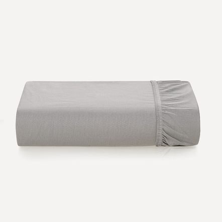 Lençol Casal com Elástico Avulso 100% Algodão Tom Titânio