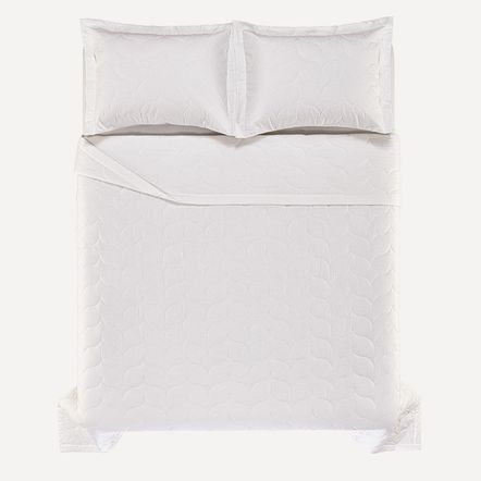 Colcha Casal com 2 Porta Travesseiros 200 Fios Tom Branco