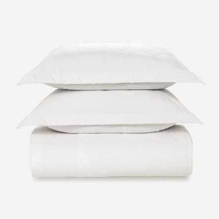 Colcha King com 2 Porta Travesseiros 200 Fios Tom Branco