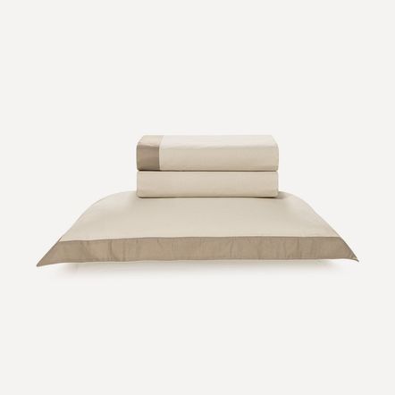 Jogo de Cama Solteiro 200 Fios 100% Algodão Íris Bege/Castor