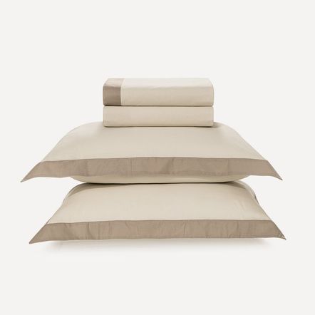 Jogo de Cama Casal 200 Fios 100% Algodão Íris Bege/Castor