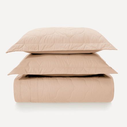 Colcha Queen com 2 Porta-travesseiros 200 Fios Tom Salmão